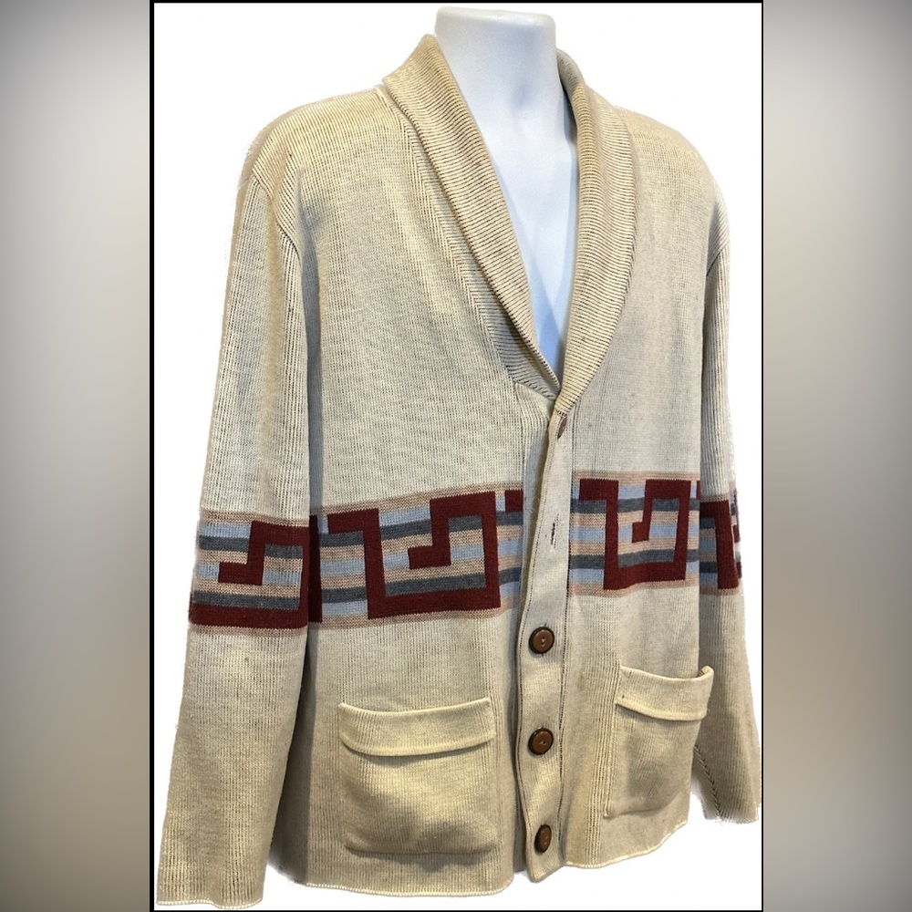 Vintage 1970’s shawl collar southwestern Aztec cardigan L/XL